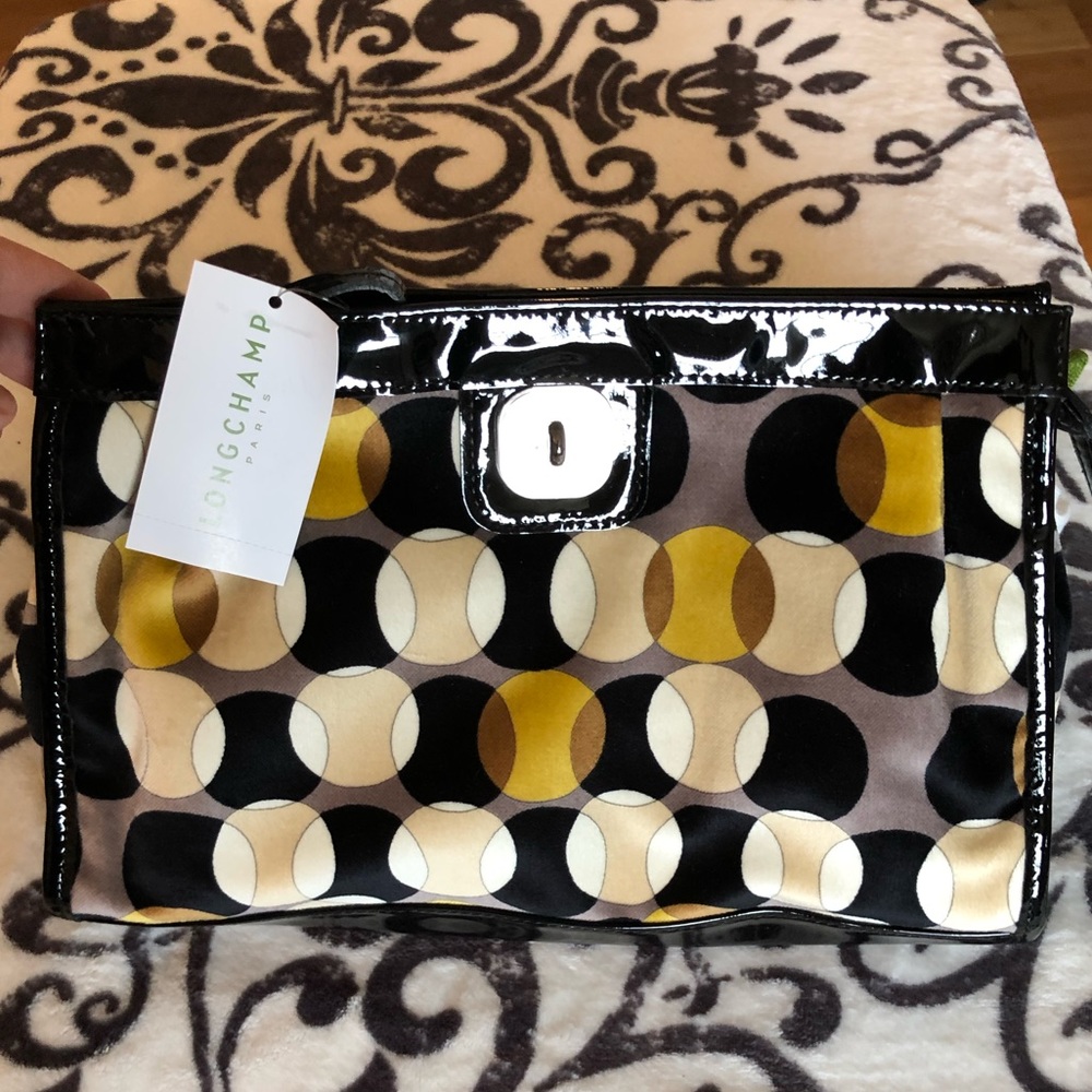 LONGCHAMP VELVET & PATENT LEATHER CLUTCH